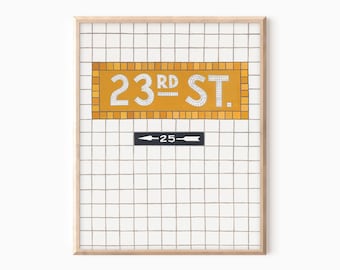 23rd St Subway Sign Art Print: New York Illustration