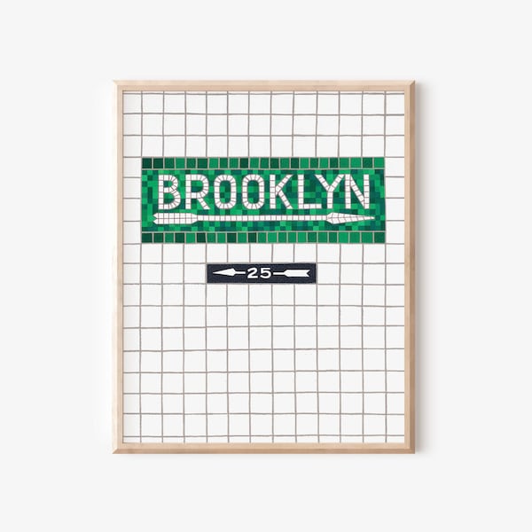 Brooklyn Subway Tile Art Print: New York Illustration