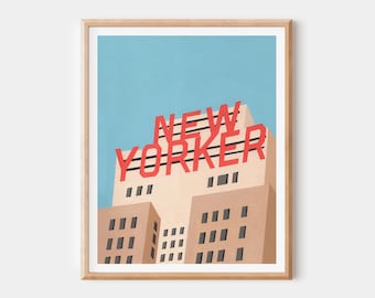 New Yorker Hotel Gouache Art Print: NYC Travel Poster