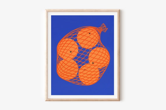 Oranges Art Print: Abstract Fruit Illustration, Colorful Kitchen Decor