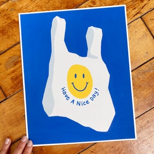 Thank You Shopping Bag Art Print, Have A Nice Day Plastic Bag, Unframed Print, Minimal Wall Decor Bild 4