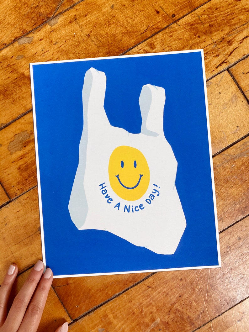 Thank You Shopping Bag Art Print, Have A Nice Day Plastic Bag, Unframed Print, Minimal Wall Decor Bild 4