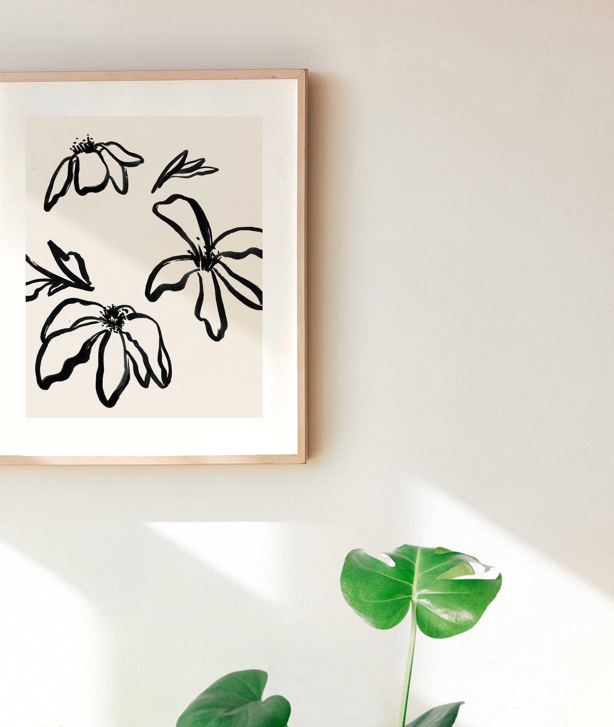 Floral Line Art Print: Minimalist Magnolia Giclée Print - Etsy