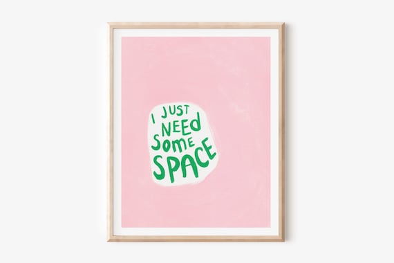 Introvert Art Print: Funny Quote, Pink Wall Decor