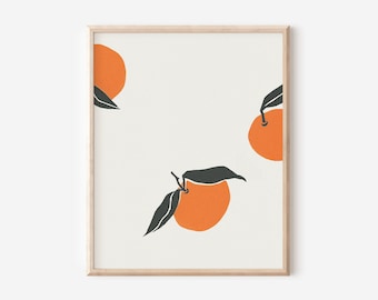 Abstract Oranges Giclée Print: Minimalist Kitchen Wall Art
