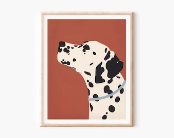 Dalmatian Art Print, Abstract Dog Art, Dog Breed Illustration, Brown Dog Art Print, Animal Lover Art, Pet Dog Wall Art, Unframed Wall Art