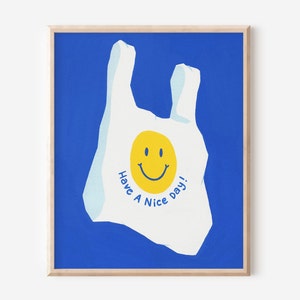 Thank You Shopping Bag Art Print, Have A Nice Day Plastic Bag, Unframed Print, Minimal Wall Decor Bild 1