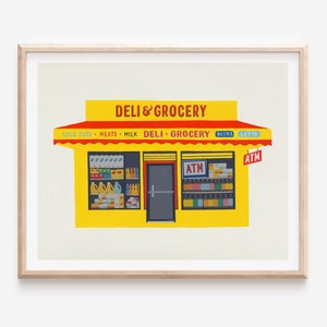 Brooklyn Bodega Print, New York Storefront Art, NYC Illustration, New York Deli Print, Brooklyn Wall Art, Modern NYC Art