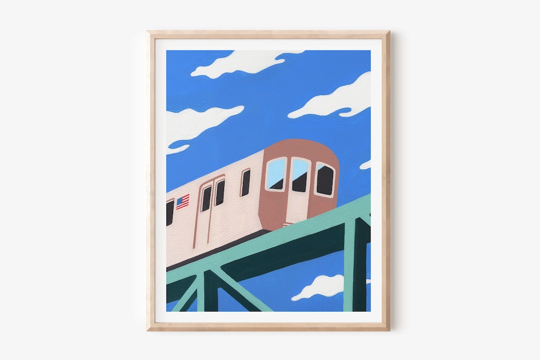 New York Subway Art Print, Subway Train Illustration, NYC Travel Art ...