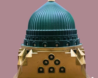 Islamic Home Decor, Silver 3D Masjid Nabawi Islamic Art, The Prophet’s Mosque Islamic Gifts, Ramadan Decoration, Green Dome Art, Table Decor