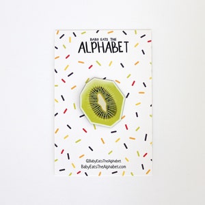 Imán de refrigerador de kiwi / Imanes de refrigerador de alimentos / Imanes de frutas y verduras / imán de kiwi / Bebé come el alfabeto