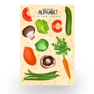 Folha de adesivos vegetarianos | Bebê come o alfabeto | Desmame liderado por bebês | a primeira comida do bebê adesivos | Adesivos para álbum de recortes | adesivos de jardim | BLW
