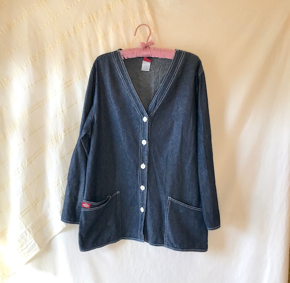 Denim chore shirt, vintage dickies, chore smock, d