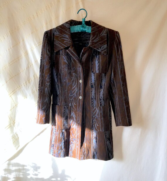 Mod coat, 1960s mod jacket, brown blue jacket, br… - image 1