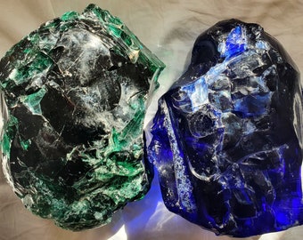 very rare Andara crystal - Couple male and female energy MUSEUM specimen 2 pieces blue green