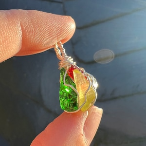 Andara crystal pendant red green yellow