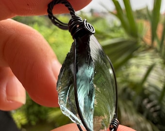 Andara Crystal Pendant 5D+++++ Black grey shadow work dragon