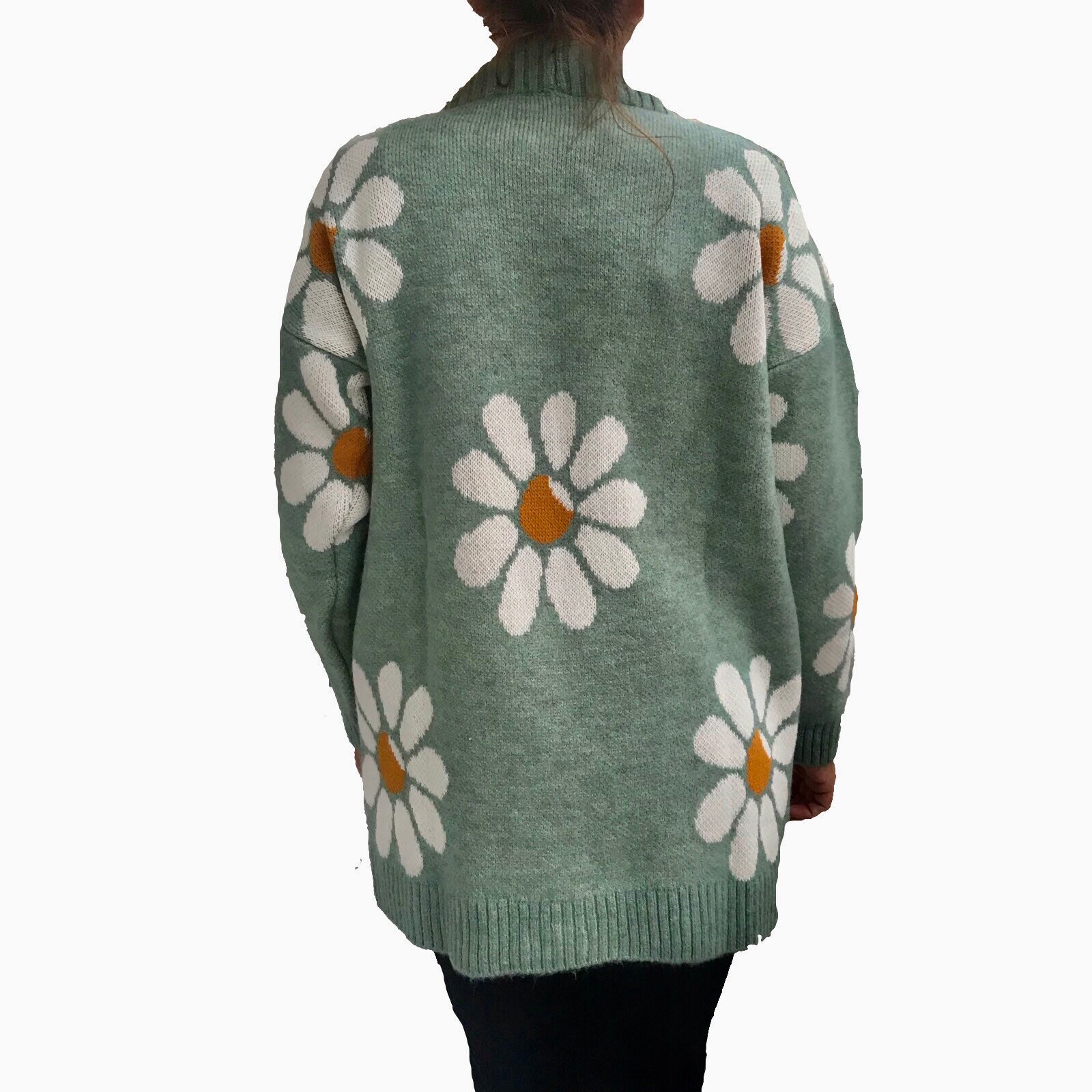 Knit cardiganKnitted daisy Cardigan Sweater women Flowers Etsy
