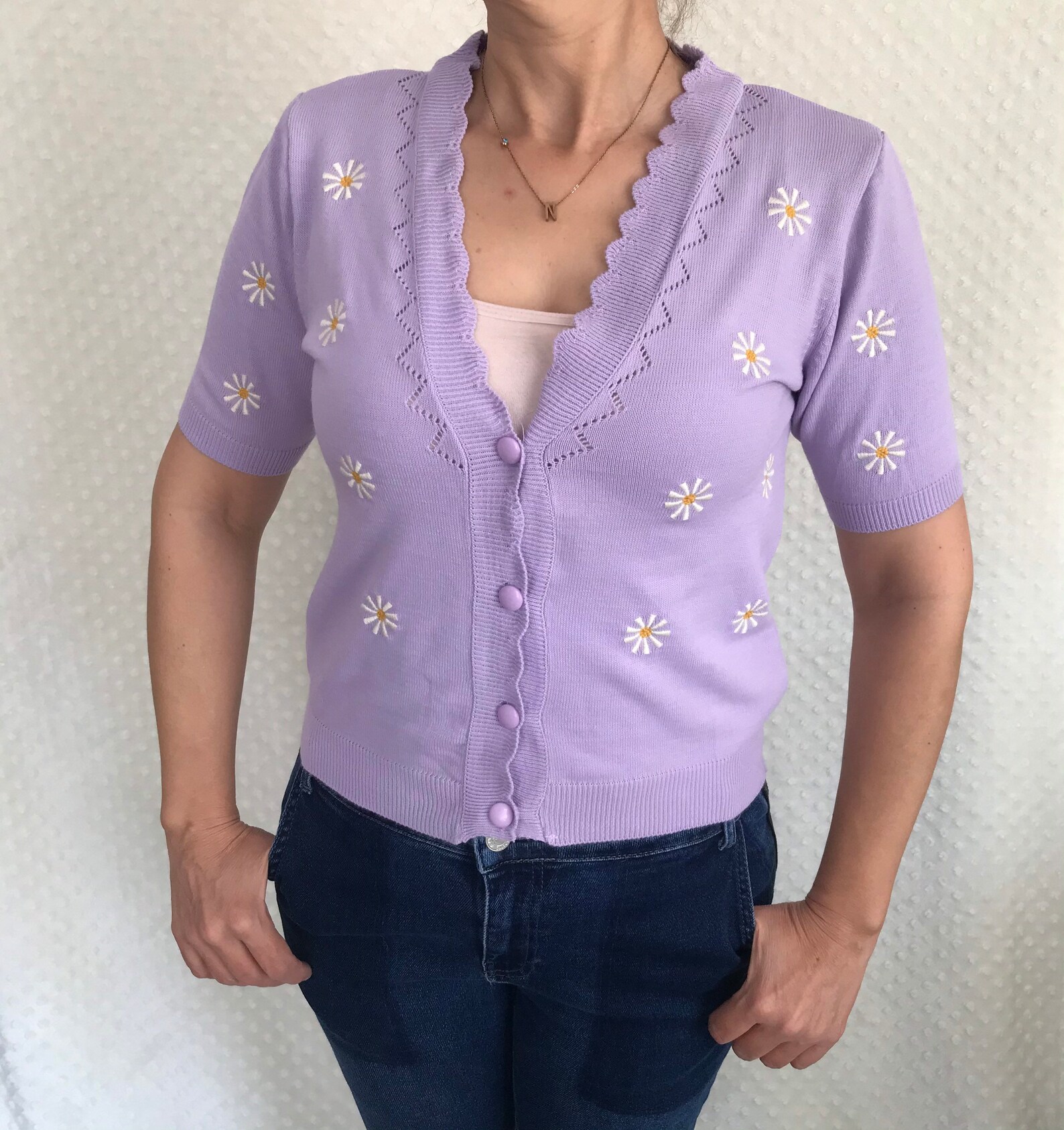 Knit cardiganKnitted daisy Cardigan Sweater women Flowers Etsy