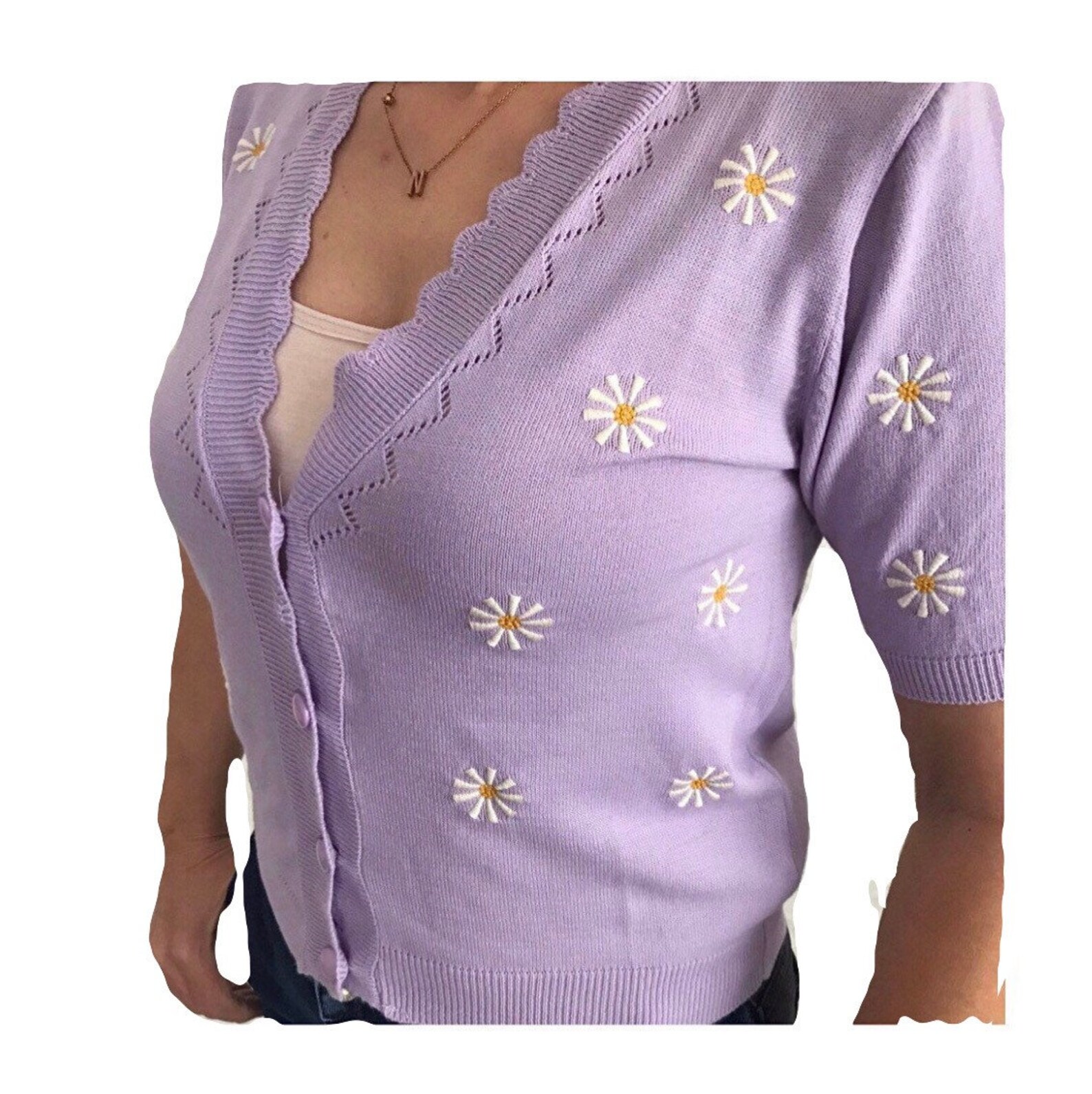 Knit cardiganKnitted daisy Cardigan Sweater women Flowers Etsy