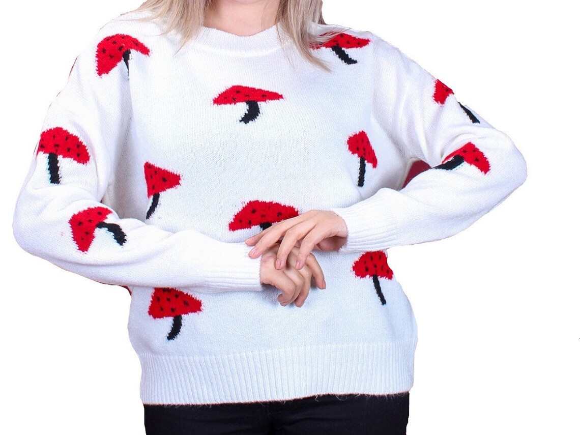 Mushroom sweater pullover Pullover Sweaters Woman Knit Etsy