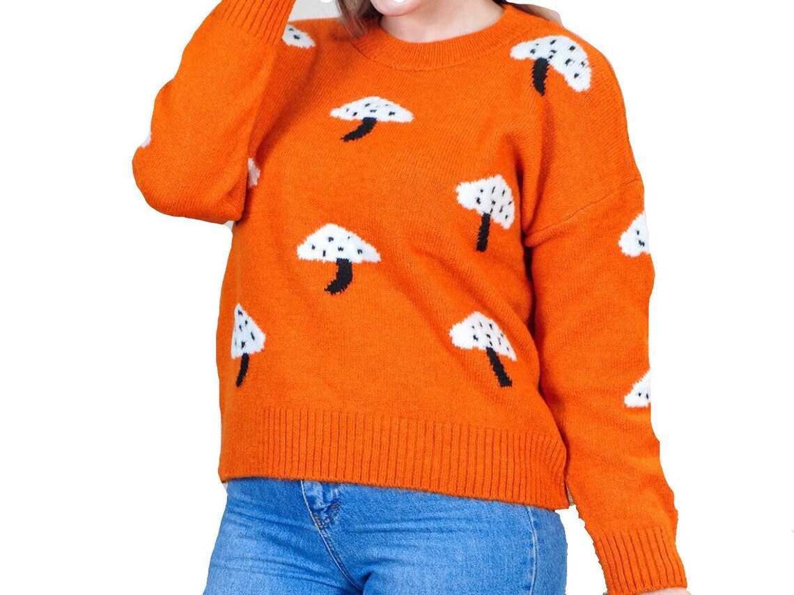 Mushroom sweater pullover Pullover Sweaters Woman Knit Etsy