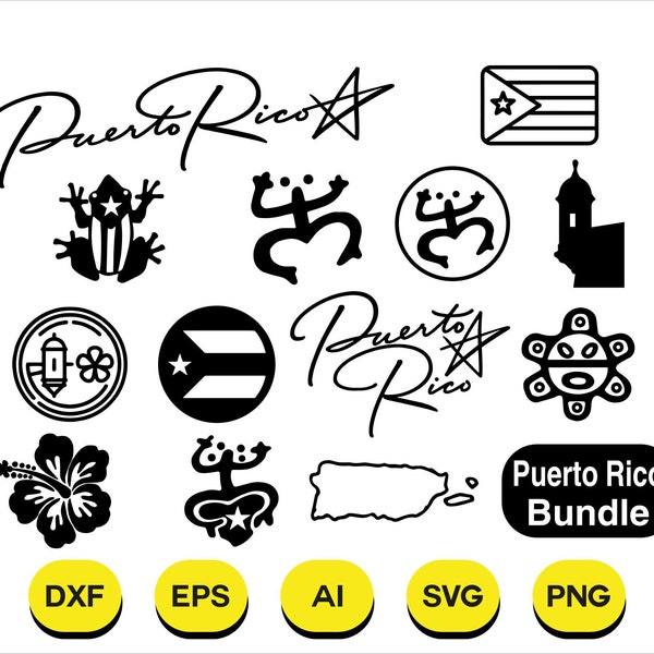 Puerto Rico Bundle Svg, Puerto Rico Png, Taino Svg, Garita Svg, Puerto Flag Svg, Coqui Svg, Cricut, Silhouette, Instant Download