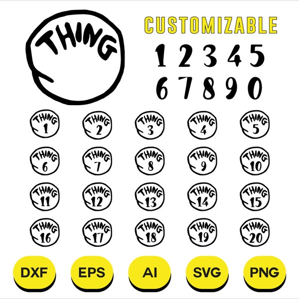 Thing 1 Thing 2 Svg Cut File, Png File, Thing Svg File for Cricut and Silhouette, Editable Design, Thing 1 Thing 2 Printable, Laser Cut File