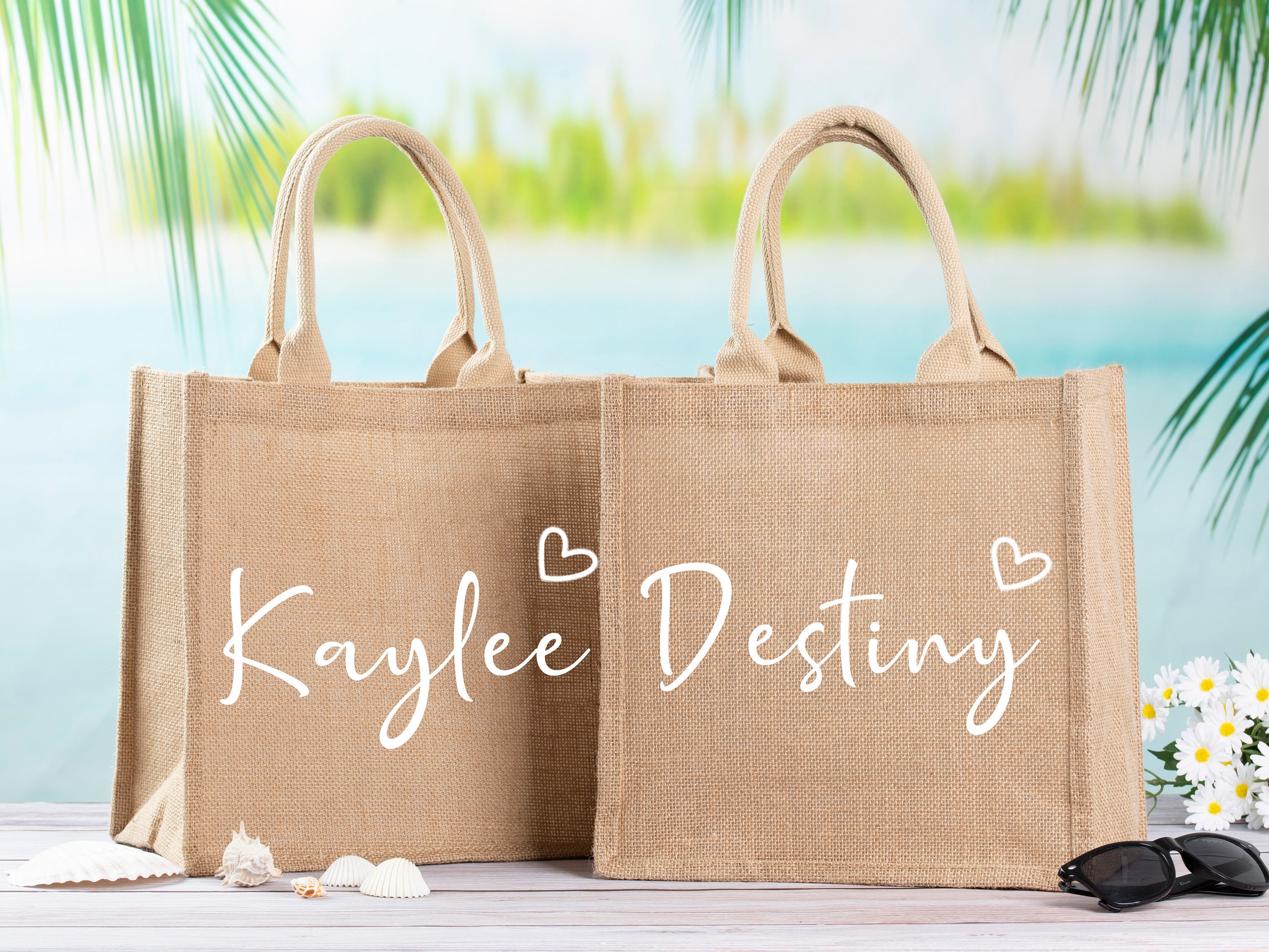 Personalized Burlap Bags Custom Name Monogram Beach Etsy