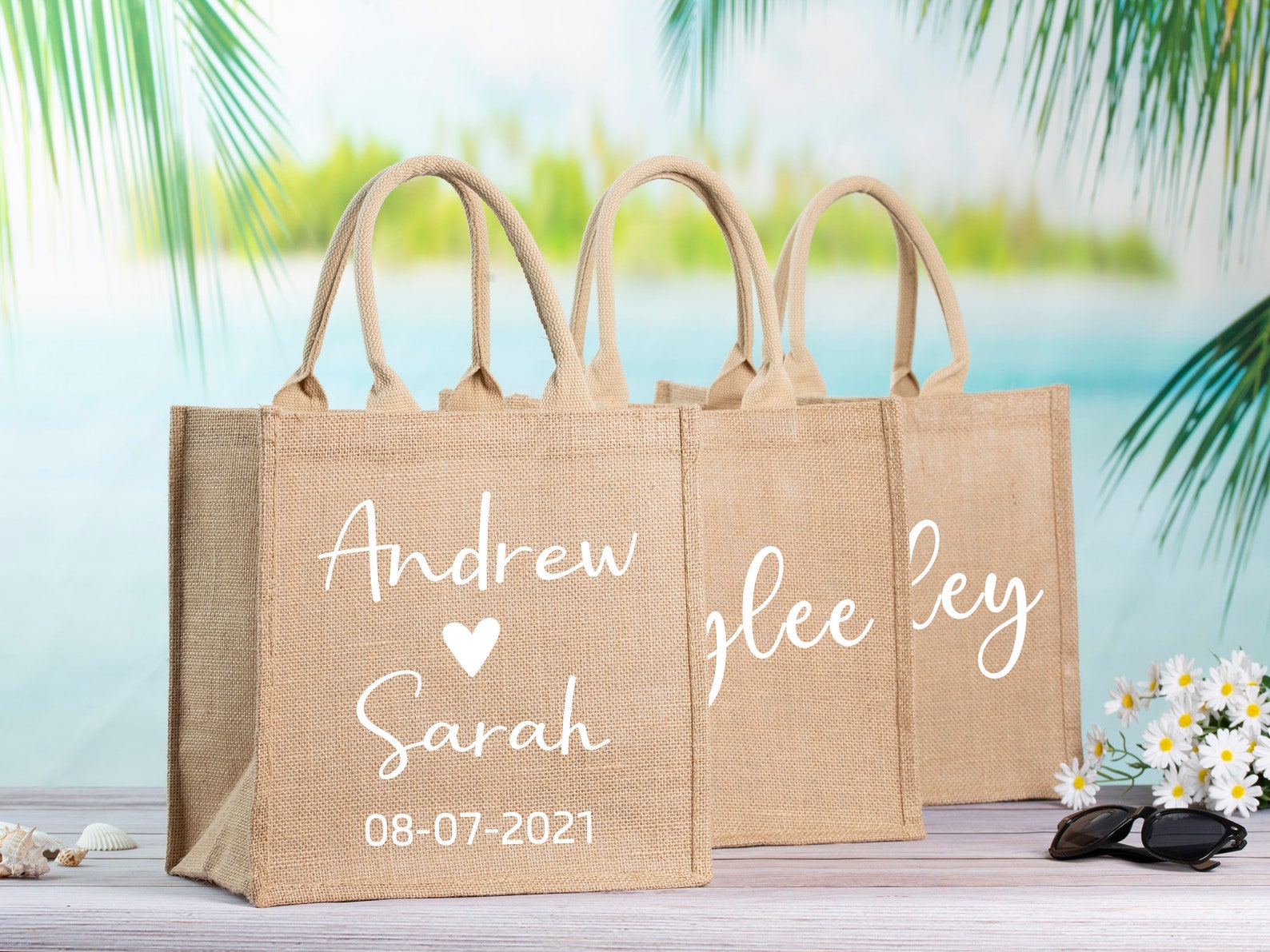 Personalized Burlap Bags Tote Bag Bridesmaid Bags Custom Name | Etsy