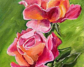 Art print roses, 8 x 10” Print of original Fine Art painting, wall art, house warming