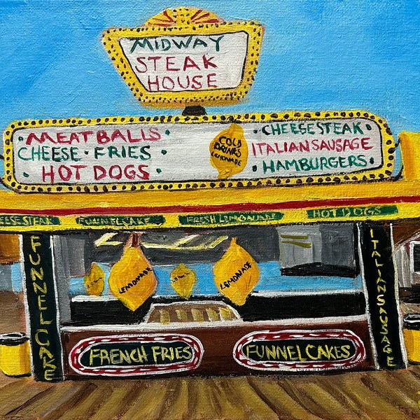 Art print 8 x 10 or 16 x 20” Seaside Heights NJ Boardwalk, Midway Steak House professional art print, great gift, nostalgia lovers