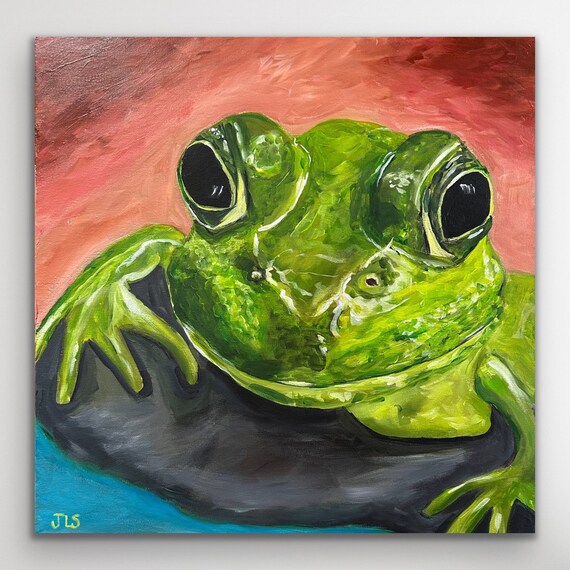Frog Painting, Hand Painted Acrylic on Canvas, 20x20 Signed Original, Fine  Art, Ready to Hang - Etsy