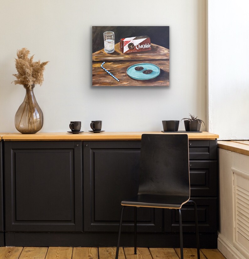 Nabisco Chocolate Snaps Cookies and Milk Painting on Canvas Etsy