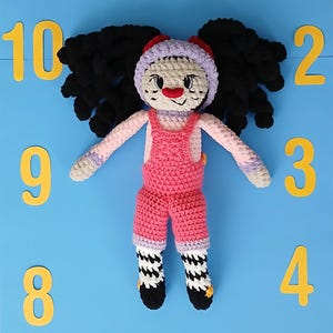 Loonette the Clown Handmade Crochet Plushie Doll Inspired by the Big Comfy Couch