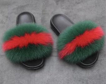 gucci inspired fur slides