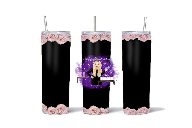 Download Skinny tumbler svg png jpeg sublimation black with roses ...