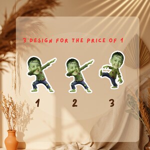 May include: Three stickers featuring a cartoon boy dressed as Frankenstein, each in a different pose. The boy has green skin, stitches, and is wearing a torn green shirt and blue pants. The text "3 DESIGN FOR THE PRICE OF 1" is at the top.