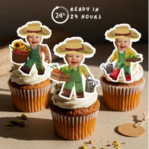Roblox Grow a Garden  Face Cupcake Toppers: 3-in-1 Personalized Gamer Birthday Party