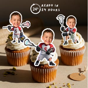 Custom Lacrosse Cupcake Toppers: Funny Birthday Party Decorations (Digital File A4 Size)