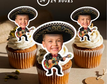 Adornos para cupcakes con cara de Sombrero Fiesta (PDF digital A4), FSTM