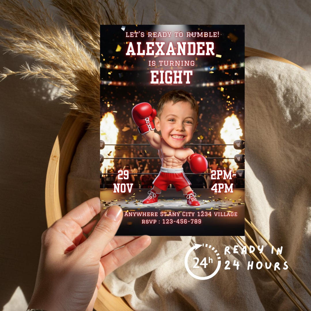 Boxing Training Invitations Personalized Boxing Invitation for Knockout Birthday Party ( Digital ...