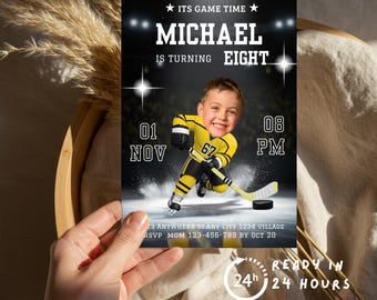 Personalized  Ice Hockey  Invitation for  Game Time Birthday (Digital Download) , HOCKEY