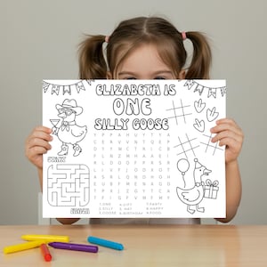 One Silly Goose Birthday Coloring Pages – Funny Goose Party Activity for Kids – Printable Decorations