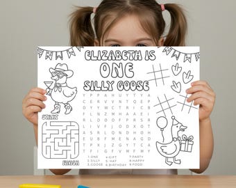 One Silly Goose Birthday Coloring Pages – Funny Goose Party Activity for Kids – Printable Decorations