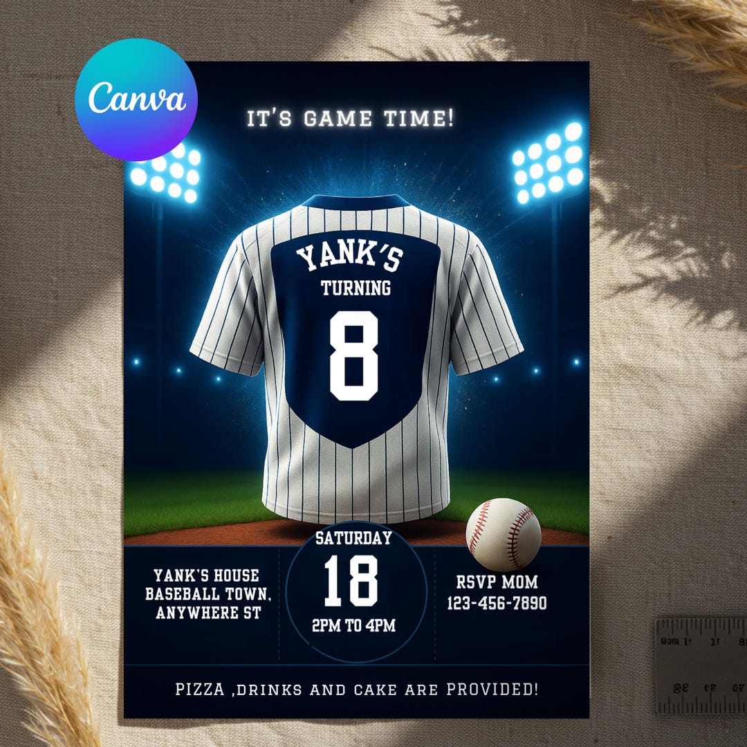Baseball Invitation Ticket Style, Baseball Birthday Invite, Printable ...