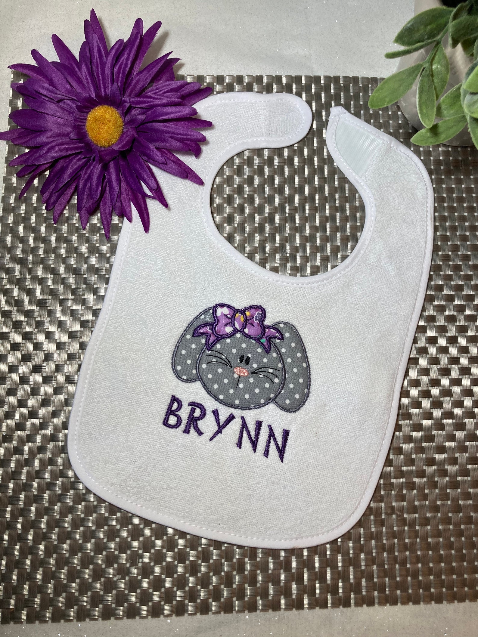Personalized Easter Bunny Baby Bib, Easter Baby Bib, Customized Easter