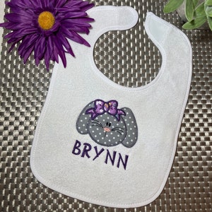 Personalized Easter Bunny Baby Bib, Easter Baby Bib, Customized Easter Bib, Customized Bibs, Easter Bunny Bibs, Embroidered Baby Bib, Bibs