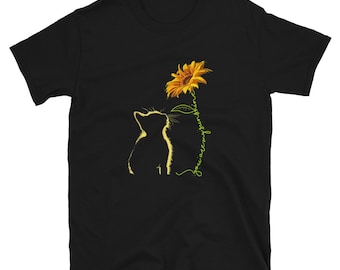 Sie sind mein Sonnenschein Kitty T-Shirt, Sonnenblume T-Shirts, süße Katze T-Shirts, Katzenliebhaber T-Shirt, Cut Kitty Shirt, Katzen und Blumen Shirts