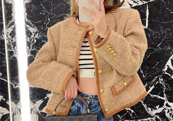 Camel cropped clearance jacket